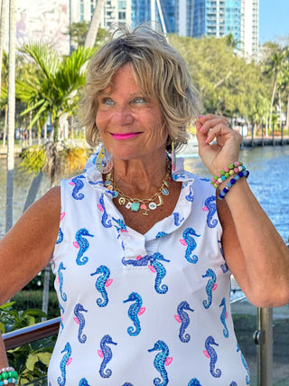 LULU B SHORELINE CHARM SLEEVELESS RUFFLE TOP LULU-B