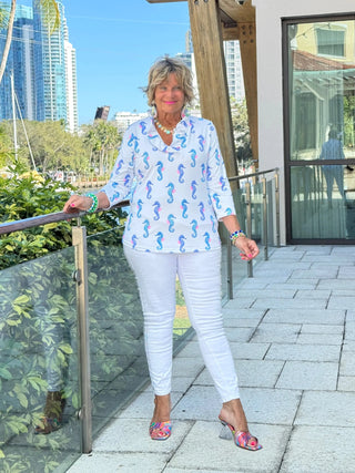 LULU B SHORELINE CHARM RUFFLE TOP LULU-B