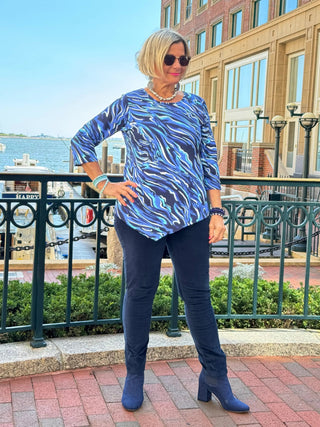 LULU-B SIZZLE BLUE ASYMMETRIC TOP LULU-B