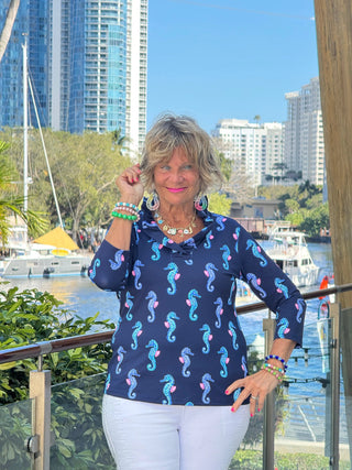 LULU B MIDNIGHT REEF RUFFLE TOP LULU-B