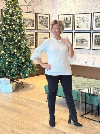 LULU-B WHITE CASHMERE FRINGE TOP LULU-B