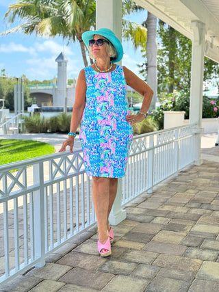 SPLASH OF PINK  SHIFT DRESS LULU-B