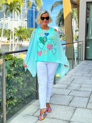 SWAROVSKI CRYSTAL SEAFOAM HEART TOP KOKOMO