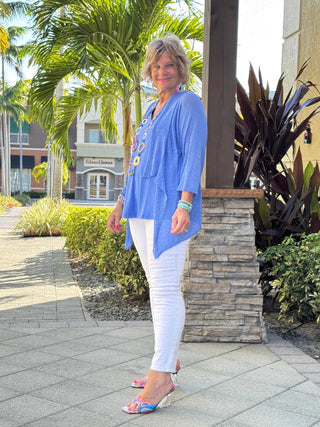 LULU-B MESH BLUE RUFFLE WRAP LULU-B