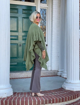 HOLIDAY OLIVE RUFFLE WRAP Accent fashions