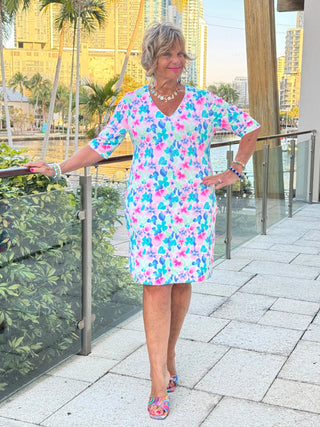 PINK PETALS ELBOW DRESS LULU-B