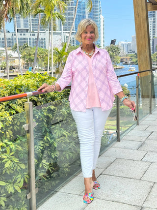 LULU B PINK CHIC BUTTON UP SHIRT LULU-B
