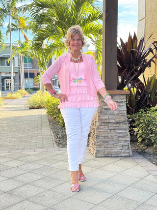 PEYTON CLEAR PINK SHRUG LULU-B