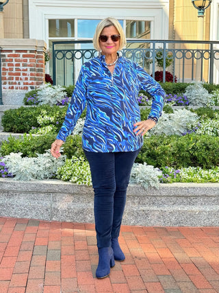 LULU-B SIZZLE BLUE HALF ZIPPER TOP LULU-B