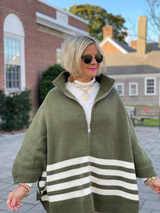 BAR HARBOR OLIVE ZIPPER Accent fashions