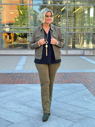 LULU-B NEW OLIVE LINEN JACKET LULU-B
