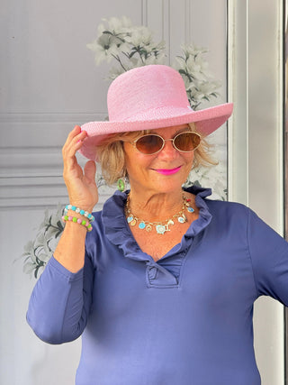 NAVY 3/25 RUFFLE TOP LULU-B