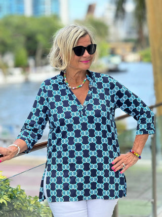 BLUE MEDALLION TUNIC LULU-B
