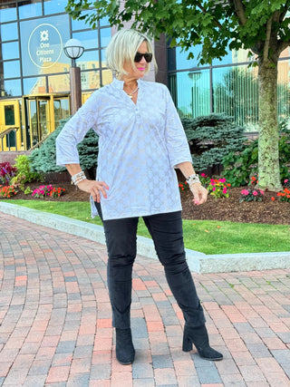 LULU-B WHITE & GOLD METALIC TUNIC LULU-B