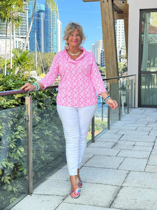 LULU B TROPIC PETALS RUFFLE TOP LULU-B