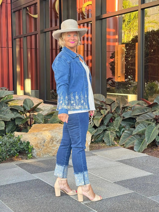 DENIM LACE FLOWER JACKET ETHYL JEANS