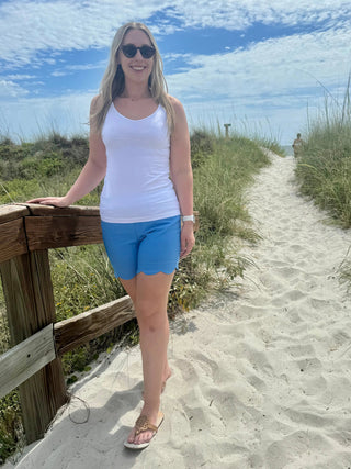 LULU-B TURQ CLEAR SCALLOP SHORTS LULU-B