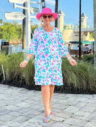 PINK PETALS  RUFFLE SLEEVE DRESS LULU-B