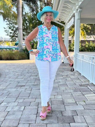 SPLASH OF PINK  SLEEVELESS V TOP LULU-B