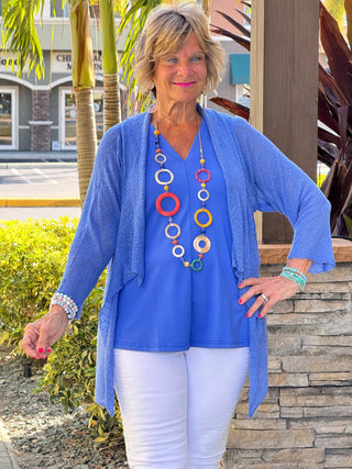 LULU-B MESH BLUE RUFFLE WRAP LULU-B