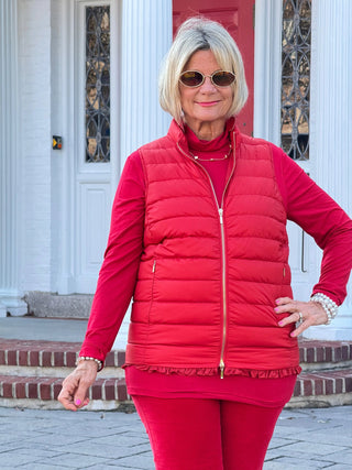 LULU-B RED SHORT PUFFER VEST LULU-B