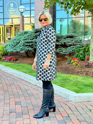 LULU-B BLACK & SILVER METALICA RUFFLE SLEEVE DRESS LULU-B