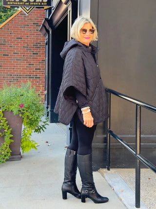 BLACK QUILTED SNAP JACKET CALIFORNIA DREAMING