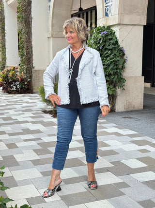 LULU-B CITY LIMIT CREAM FRINGE JACKET LULU-B