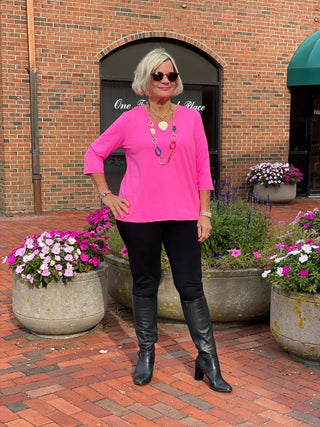 LULU-B HOT PINK TAILORED SLEEVE TOP LULU-B