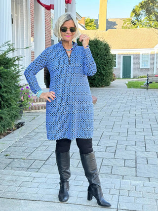 LULU-B SHADES OF BLUE ZIPPER DRESS LULU-B