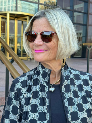 LULU-B BLACK & SILVER METALIC FULL ZIPPER JACKET LULU-B