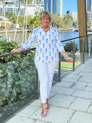 LULU B SHORELINE CHARM V NECK TOP LULU-B