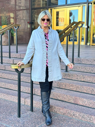 LULU-B ROUGED SILVER CARDIGAN LULU-B