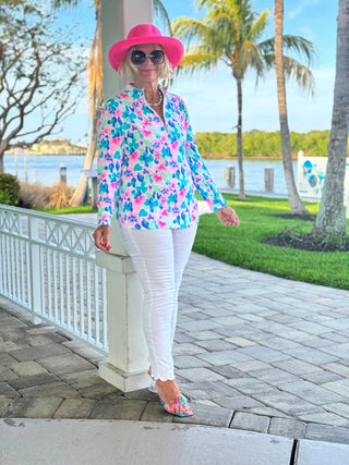 PINK PETALS HALF ZIPPER LULU-B