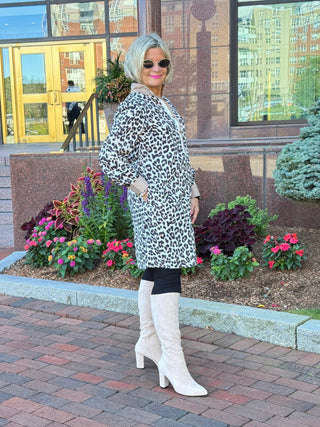 Leopard Collar Patchwork Button Dress Cathys Place