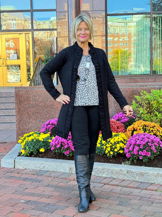 LULU-B ROUGED BLACK CARDIGAN LULU-B
