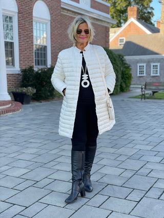 WINTER WHITE LONG PUFFER JACKET LULU-B