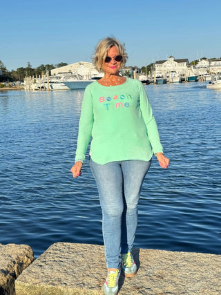 LULU-B MINT BEACH TIME SWEATER LULU-B