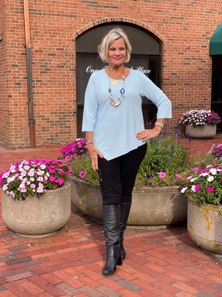 LULU-B SOFT BLUE ASYMMETRIC TOP LULU-B