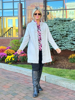 LULU-B ROUGED SILVER CARDIGAN LULU-B