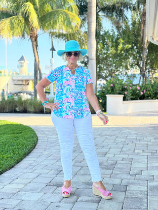 SPLASH OF PINK  SHORT SLEEVE LULU-B