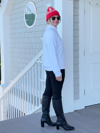 MOCK NECK WHITE TOP LULU-B