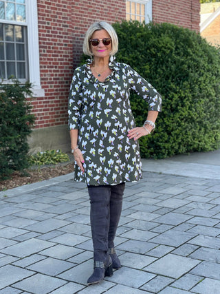 GREEN DREAMING RUFFLE NECK DRESS LULU-B