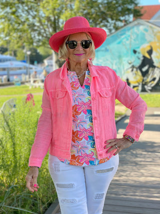 PALM BEACH GARDEN SHORT SLEEVE TOP LULU-B