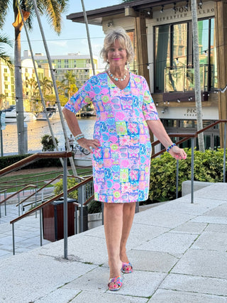 SANDY BEACH COLOR ELBOW DRESS LULU-B