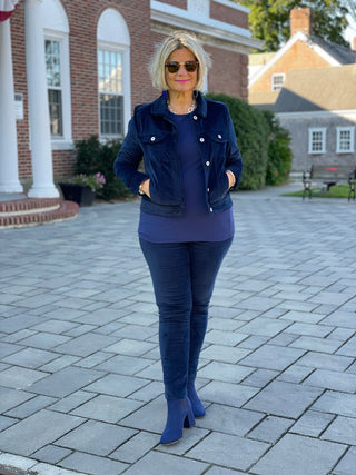 LULU-B NAVY VELOUR PANTS LULU-B