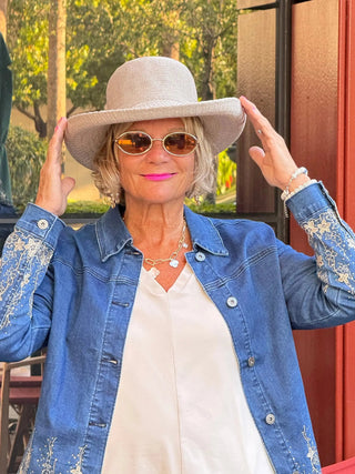 DENIM LACE FLOWER JACKET ETHYL JEANS