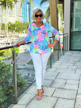 SALINA REEF RUFFLE SLEEVE TOP LULU-B