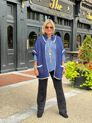 LULU-B SHADES OF BLUE ASYMMETRIC TOP LULU-B