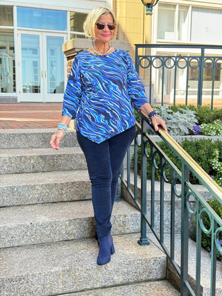 LULU-B SIZZLE BLUE ASYMMETRIC TOP LULU-B